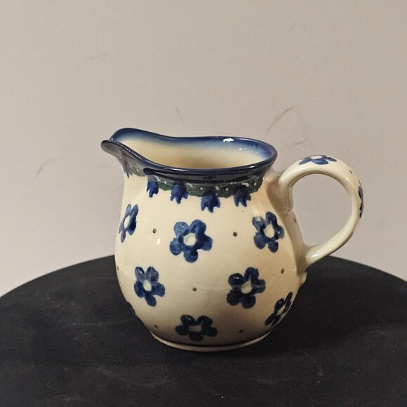 Polish Pottery Small Sugar and Creamer in Hard to Find Falling Daisies Pattern - Picture 6 of 13